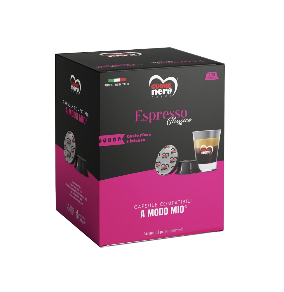 Cuore Nero Caffè Capsule Comp. A Modo Mio Espresso Classico 100pz