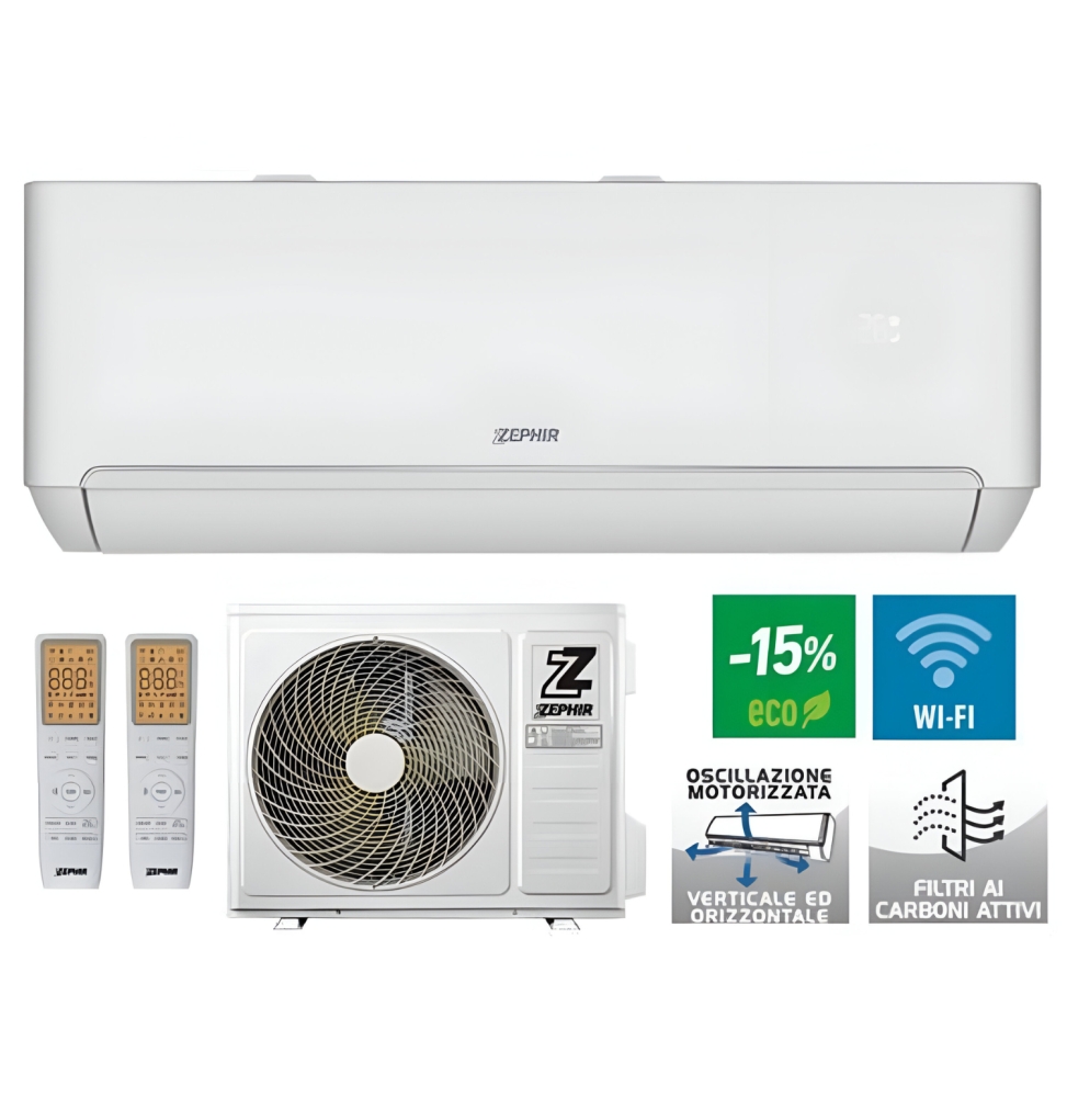 Zephir Climatizzatore Monosplit Ztq 24000btu Con Due Telecomandi Wifi My24