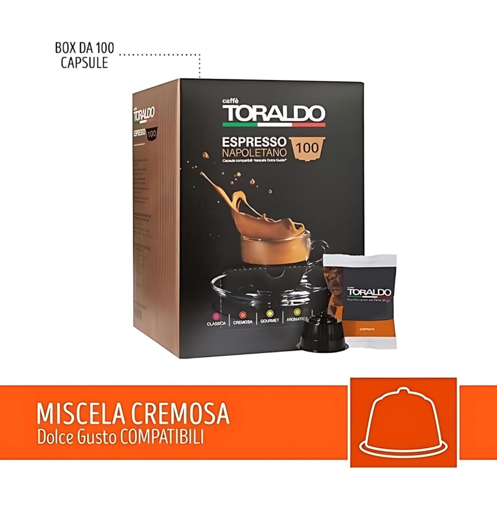 Toraldo Caffè Miscela Cremosa 100 Capsule Compatib. Dolce Gusto