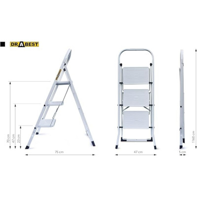 SCALA IN ACCIAIO, 3 GRADINI, 125 KG