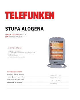 Telefunken Stufa Alogena 3 Velocità M08229 1200w