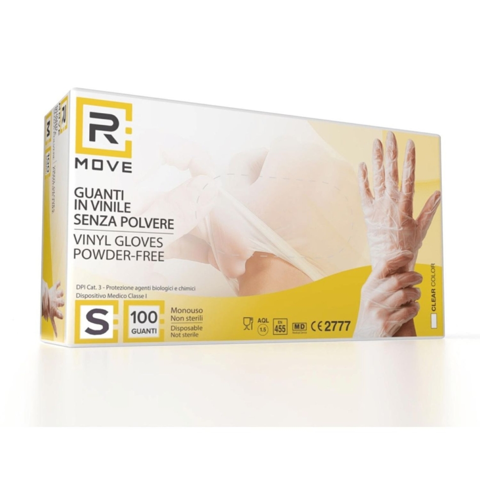 1conf. Da 100pz Tg. S - Rmove Guanti Vinyl Clear Uso Medico Senza