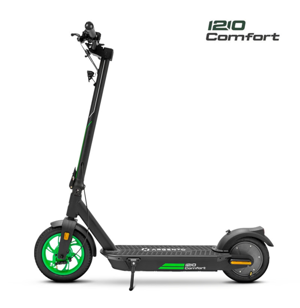 Argento 1210 Comfort Advanced Safety Monopattino Elettrico Velocità Max 25 km/h Autonomia fino a 30 km colore Nero e Verde