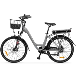 Lancia Y Incanto (Ln-Bi-220001) City E-Bike (Grigio) Bicicletta Elettrica Ruote 26"X1.50" Motore Bafang 250W 36V