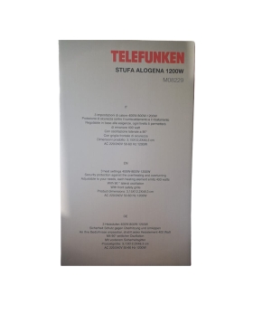 Telefunken Stufa Alogena 3 Velocità M08229 1200w