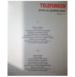 Telefunken stufa al quarzo M08215 800W