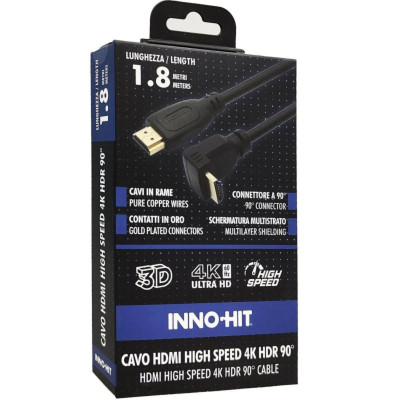 INNO-HIT CAVO HDMI HIGH-SPEED CONNETTORE 90 4K HDR 1.8M NERO