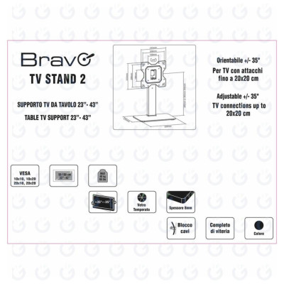 Bravo tv stand 2 Supporto da tavolo Portata 23”-43” max 40kg