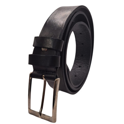 EcoPrice CINTURA NERA VE RA PELLE MADE IN ITALY 105/120 SPESS 35