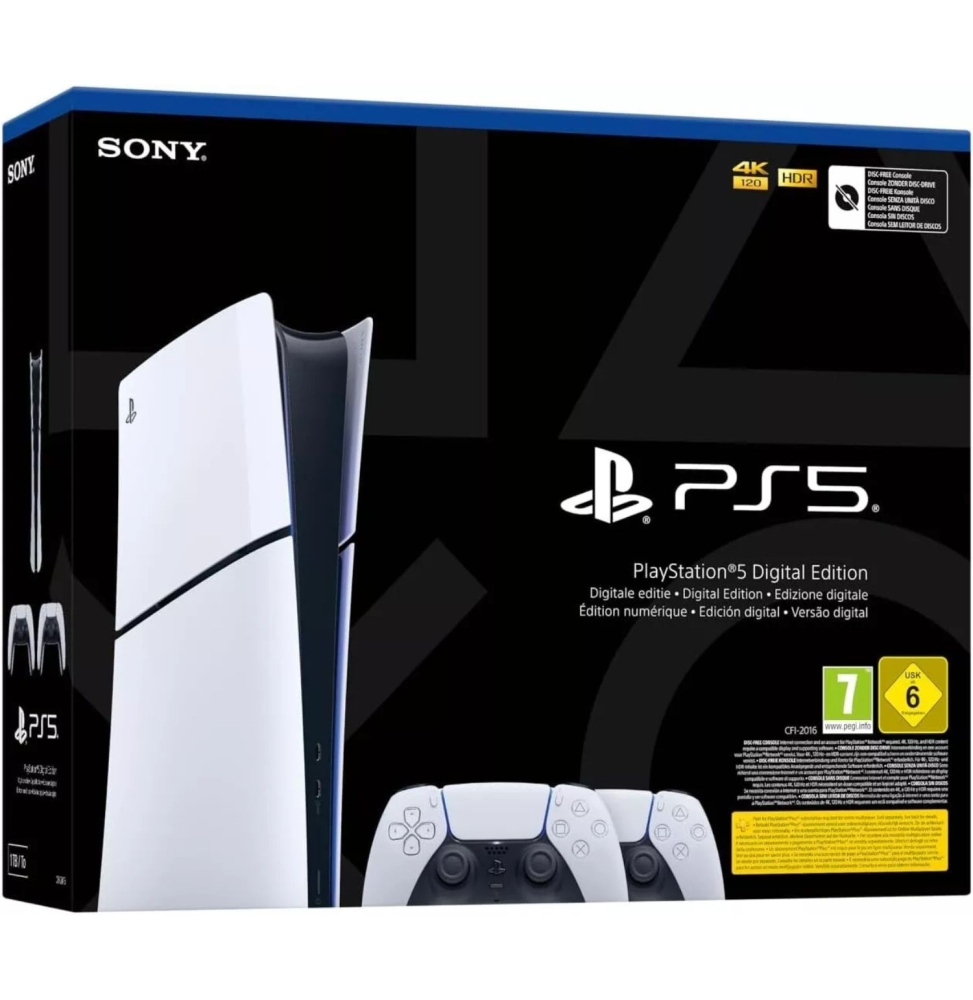 Console Sony Playstation 5 Digital Edition D Slim 1tb + 2 Dualsense Ps5 Italia