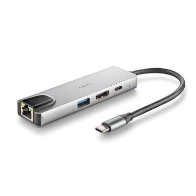 NGS HUB USB-C 4 PORTE RJ 45 HDMI USB-C USB 3.0 ALLUMINIO