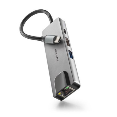 NGS HUB USB-C 4 PORTE RJ 45 HDMI USB-C USB 3.0 ALLUMINIO