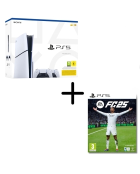 Ps5 Console 1tb Disco Standard Slim White + 2 Dualsense Ita + Ea Sports Fc 25 Ps5 Versione Europea Lingua Italiana