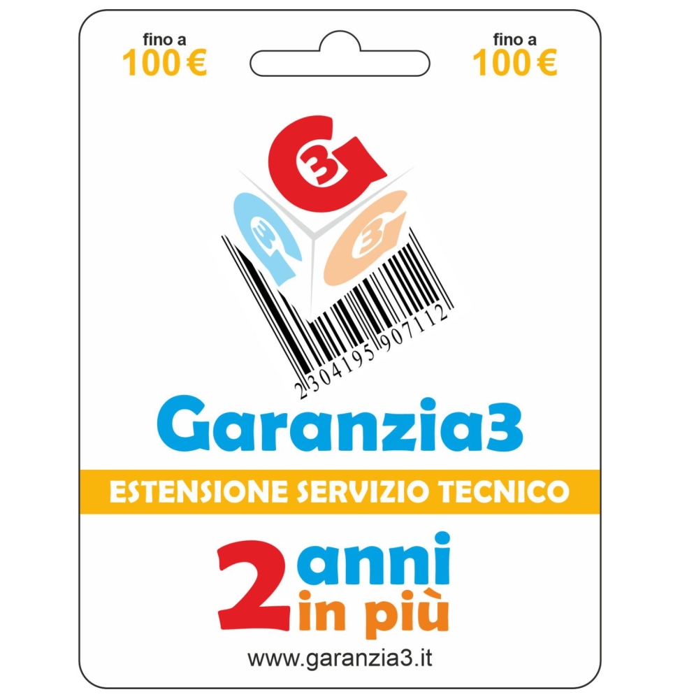 Garanzia 3 Estensione del Servizio Tecnico 2 Anni Fino a 100,00 Euro - Garanzia3