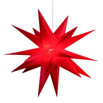 Stella luminosa rossa led a 18 punte luce bianca