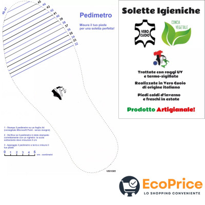 Ecoprice Suoletta Cuoio Naturale Ecologica varie misure 36 al 47