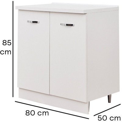 Mobile Base per Cucina Componibile Minimal Colore Bianco con 2 Ante 2 Scomparti