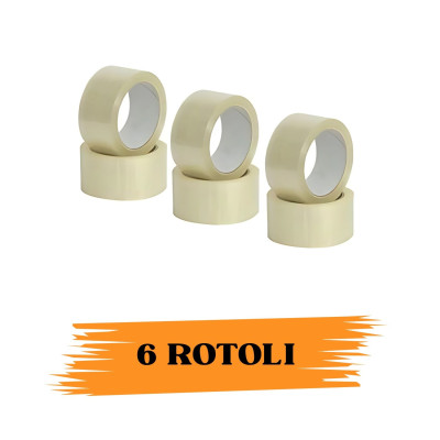 EcoPrice®  Nastro Adesivo Imballaggio Trasparente Yellow 48mmx66m 6 Rotoli