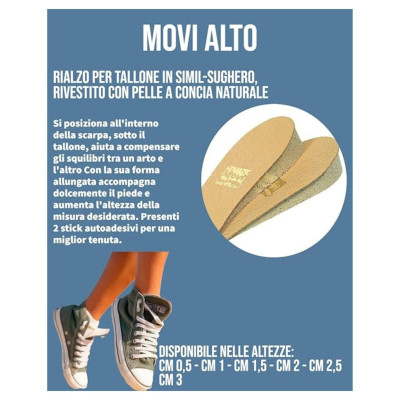Movi Alto  Comodo Rialzo per Tallone Sughero-pelle