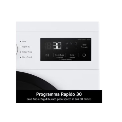 Lavatrice 9kg  Serie A1 Classe A  1400 giri, Programma Igiene con vapore, Display grande, Design essenziale  White