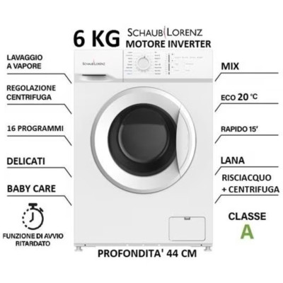 Schaub Lorenz SS610I Lavatrice Libera Installazione Carico 6 kg Classe Energetica A Dimensioni: HxLxP: 85x59,5x44 cm