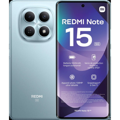 SMARTPHONE XIAOMI REDMI NOTE 15 5G 8+256GB GLACIER BLUE OPT