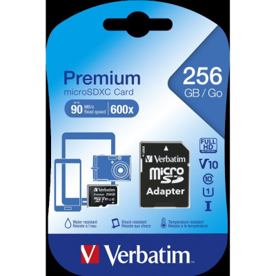 MICRO SD VERBATIM 256GB CL10 44087
