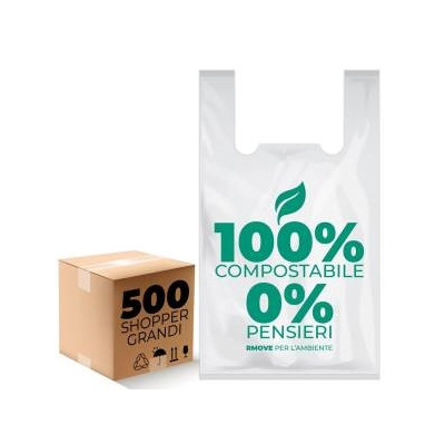 Buste Shopper Biodegradabili Grandi 14g - 500pz - 30x60cm - RMove