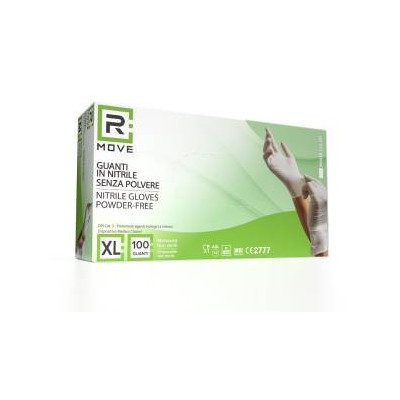 RMove 1Conf. da 100pz Tg.XL - Guanti Nitrile Bianco Uso Medico Senza Polvere