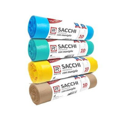 RMove Sacchi Rifiuti 70x120cm 4 Rotoli da 10 Sacchi Colori Vari
