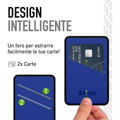Etres Powerbank 5000mAh Wireless Magnetico con Portacarte Blue