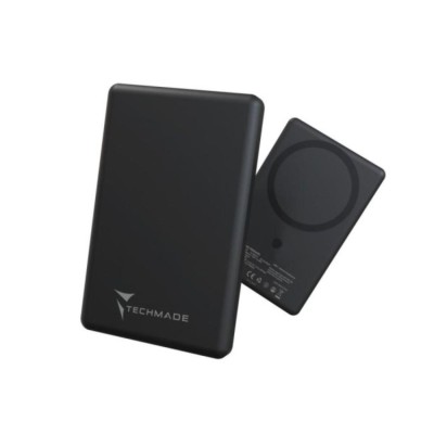 Techmade Powerbank 10000mah Slim Pd22.5w Wireless Magnetico Black