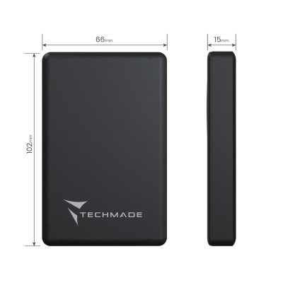 Techmade Powerbank 10000mah Slim Pd22.5w Wireless Magnetico Black