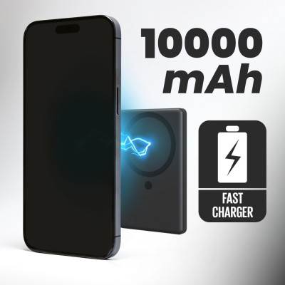 Techmade Powerbank 10000mah Slim Pd22.5w Wireless Magnetico Black