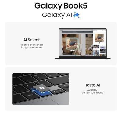 Samsung Galaxy Book 5 – 15,6", Intel Core Ultra 5, 16GB RAM, 512GB SSD, Windows 11 Pro, Design Sottile e Leggero