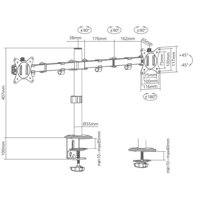 Superior supporto universale da tavolo per doppio monitor