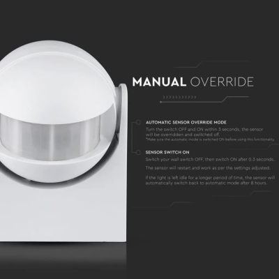 Sensore a Infrarossi Da Parete IP44 Bianco