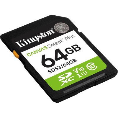 SECURE DIGITAL KINGSTON 64GB CANVAS CL10 SDS3/64GB