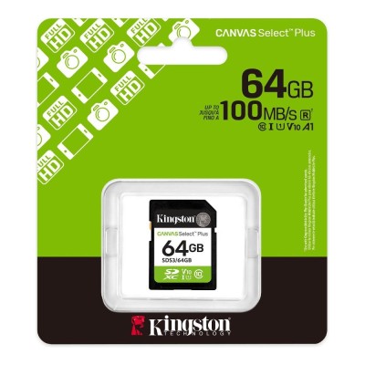 SECURE DIGITAL KINGSTON 64GB CANVAS CL10 SDS3/64GB