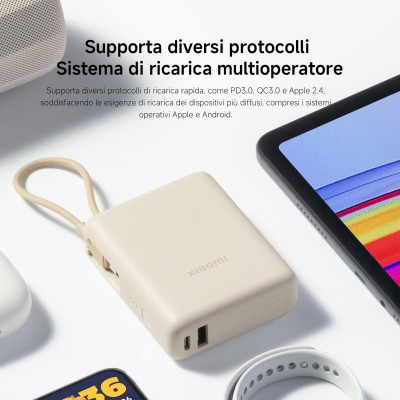 Xiaomi Powerbank 10000MAH 33W Cavo Integrato Usb-c Tan