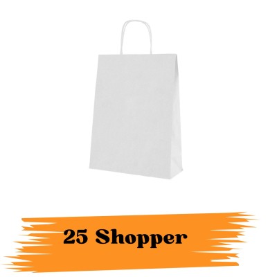 EcoPrice Buste Shopper Carta Manici 32x13x42cm White 25pz