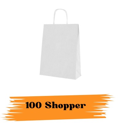 EcoPrice Buste Shopper Carta Manici 42x13x37cm White 100pz
