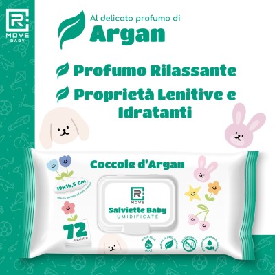 RMove Salviette Baby Umidificate Idratanti Argan 1Cnf/72pz