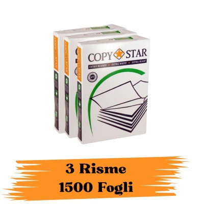 3 Risme Copy Star Risma A4 500 Fogli 80g 1500 Fogli