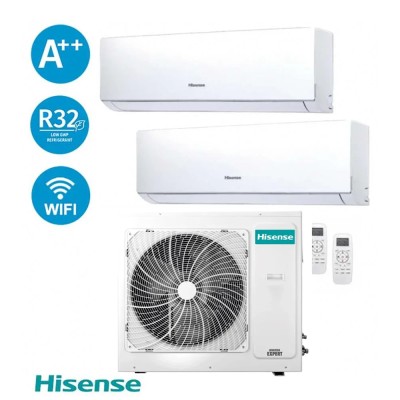 Climatizzatore Hisense Dual Inverter 12+12 6,2kW 12000+12000 BTU 3AMW62U4RFA A++ Wi-Fi, Gas R32, Silenzioso