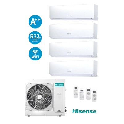 Climatizzatore Hisense Quadri Split Inverter 10,5 kW 4AMW105U4RAA Wi-Fi, A++ Efficienza Energetica, 4 Unità Interne