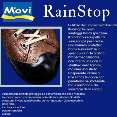 Movi Spray Impermeabilizzante RainStop – 250 ml per Pelle e Camoscio