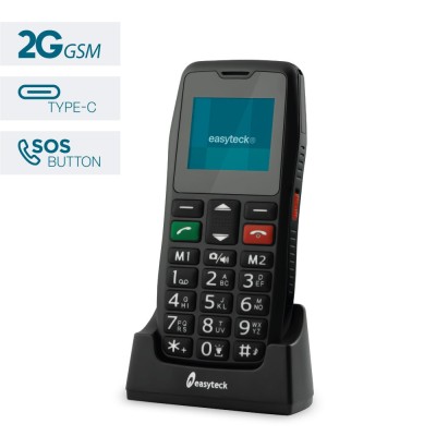 CELLULARE SENIOR EASYTECK T200 1,8 BASE INCLUSA BLACK