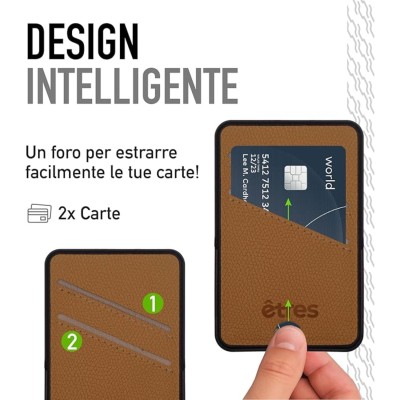 Etres Powerbank 5000mAh Wireless Magnetico con Portacarte Brown