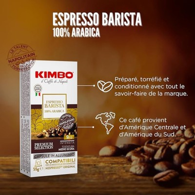 Kimbo Caffe Nespresso 10 Capsule Alluminio Barista ARABICA 100%